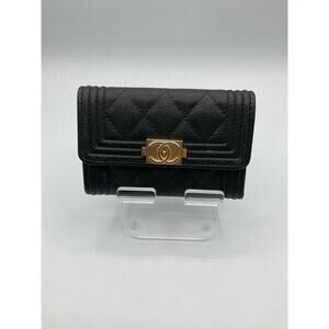 Chanel Wallet- Black and Gold, 4.5 x 3 in
